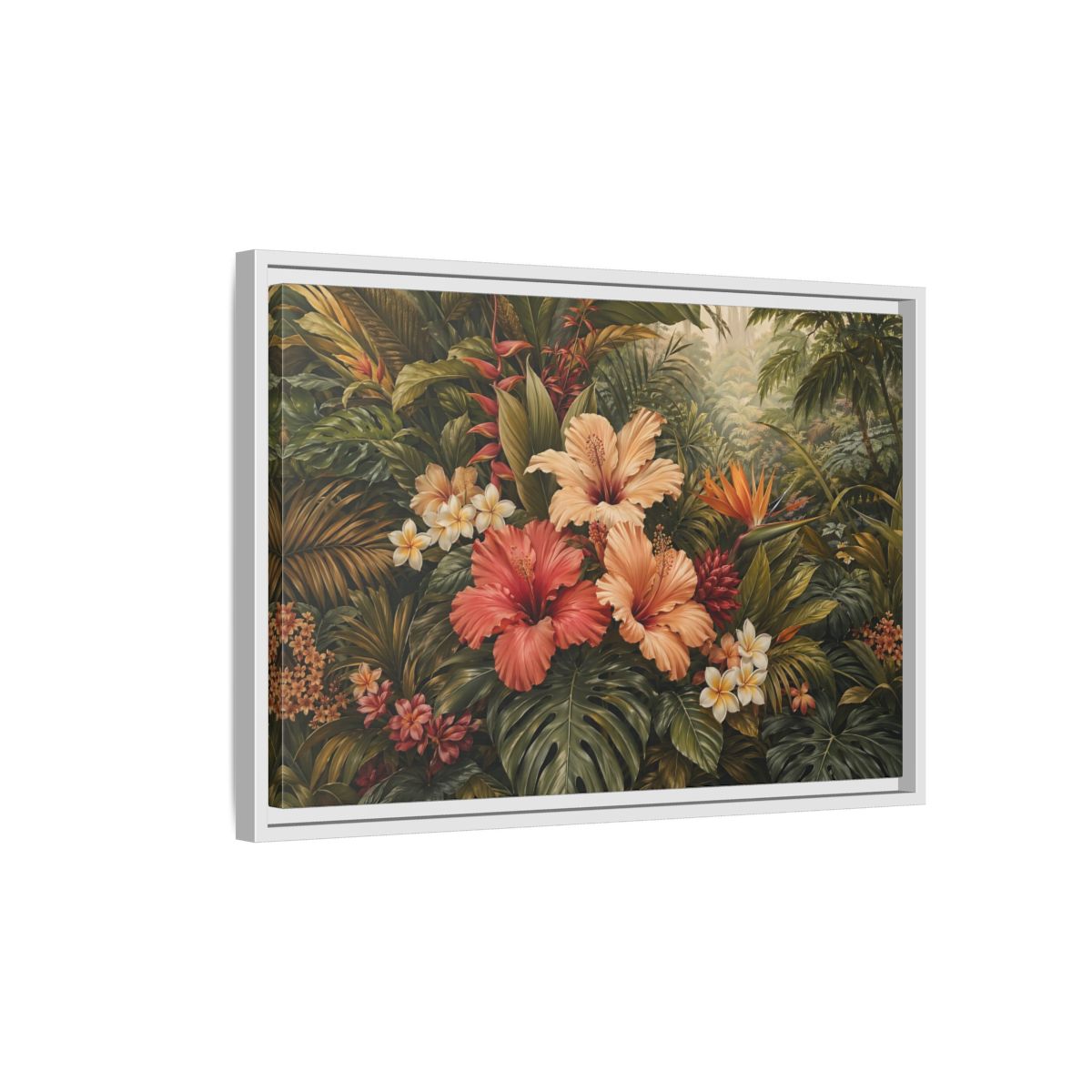 Side Mockup 1. Nature Tropical Flowers Tropical Botanical shown as stretched canvas wall art