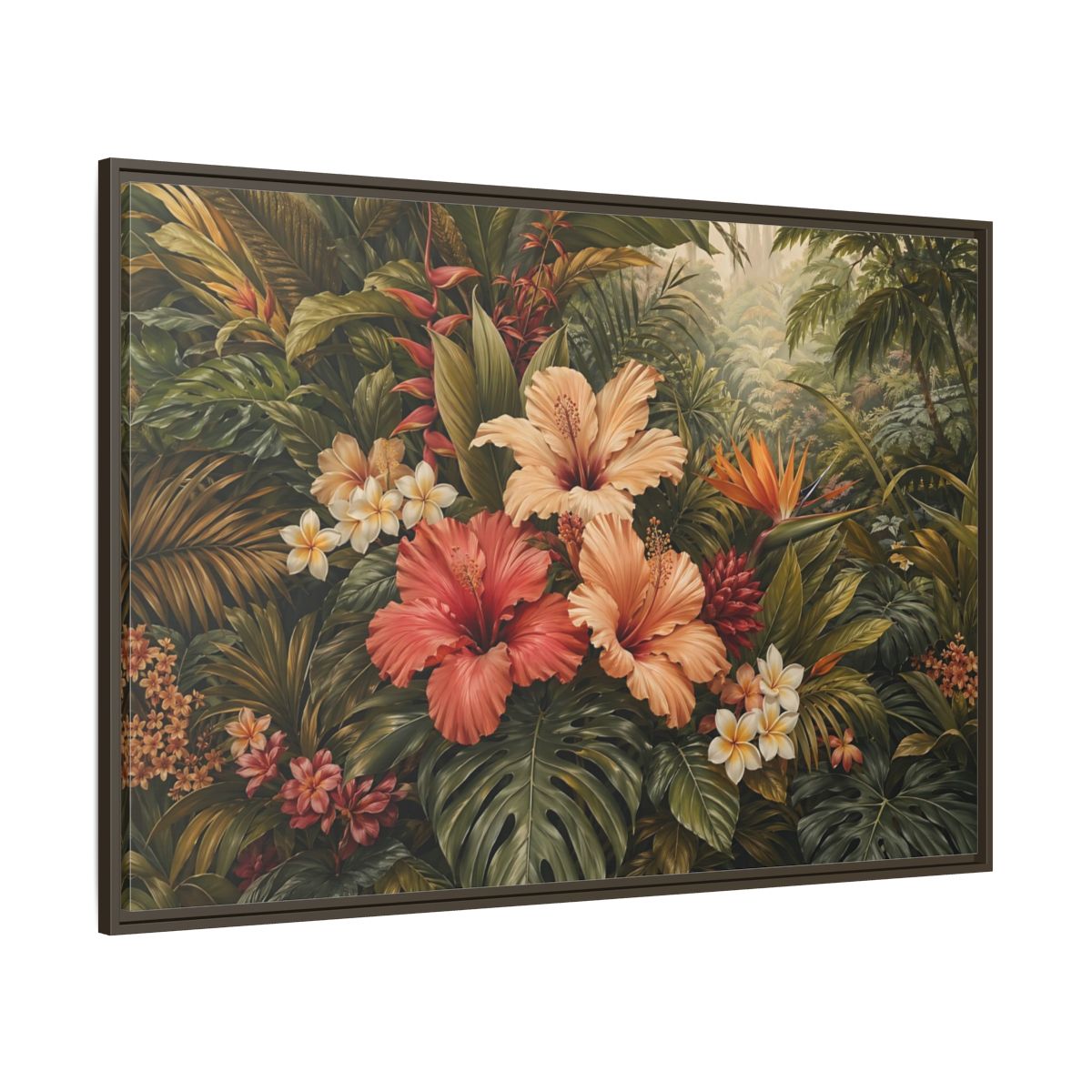 Side Mockup 8. Nature Tropical Flowers Tropical Botanical shown as stretched canvas wall art