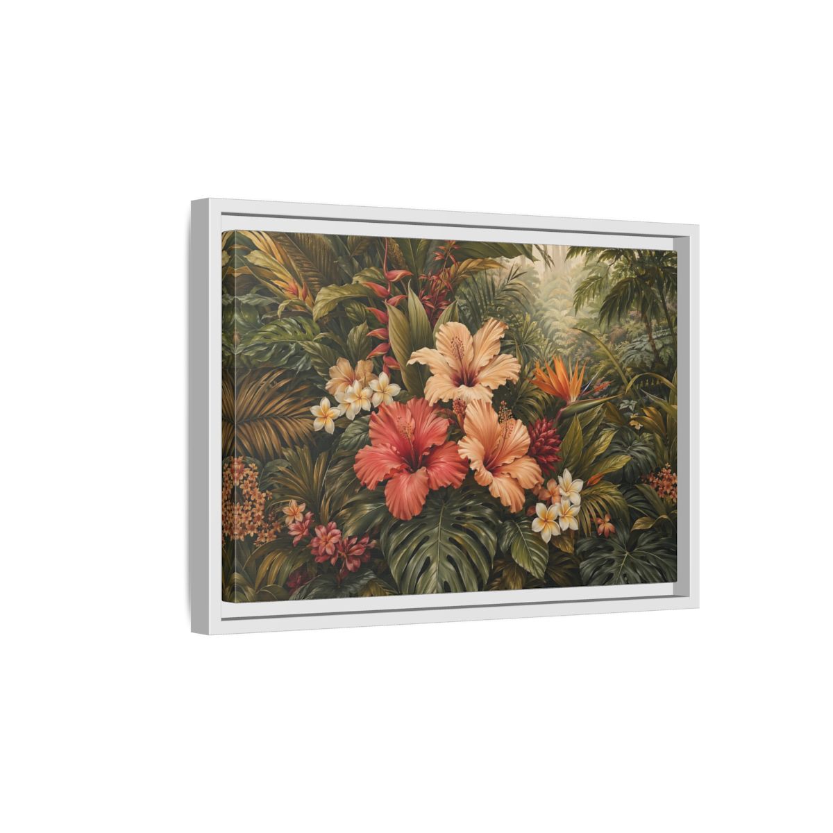 Side Mockup 4. Nature Tropical Flowers Tropical Botanical shown as stretched canvas wall art