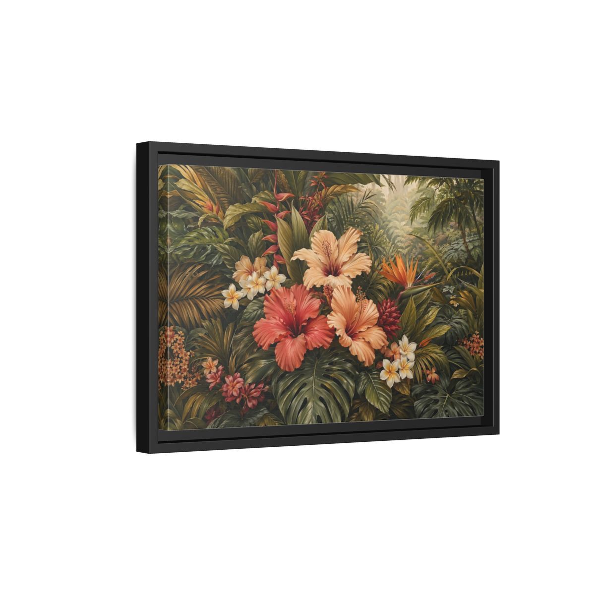 Side Mockup 6. Nature Tropical Flowers Tropical Botanical shown as stretched canvas wall art
