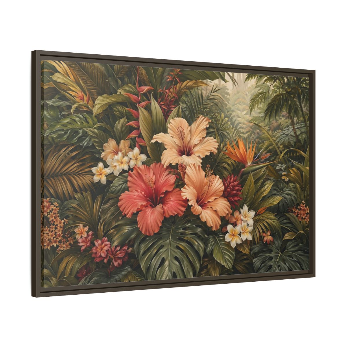 Main Mockup. Nature Tropical Flowers Tropical Botanical shown as stretched canvas wall art