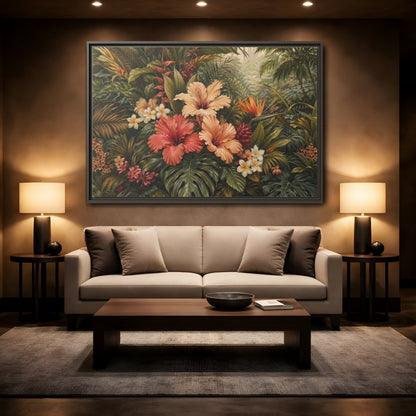 Mockup 2. Nature Tropical Flowers Tropical Botanical shown as stretched canvas wall art