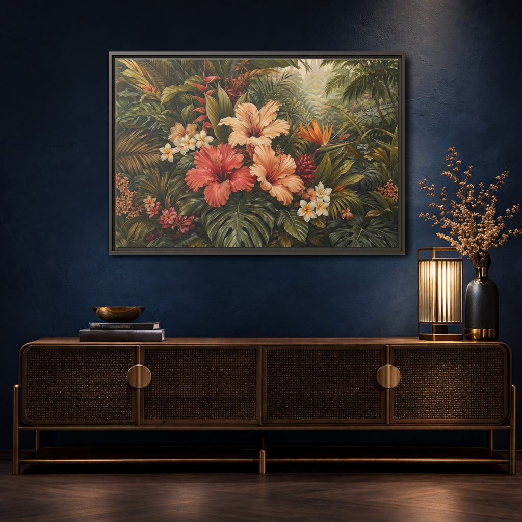 Mockup 4. Nature Tropical Flowers Tropical Botanical shown as stretched canvas wall art