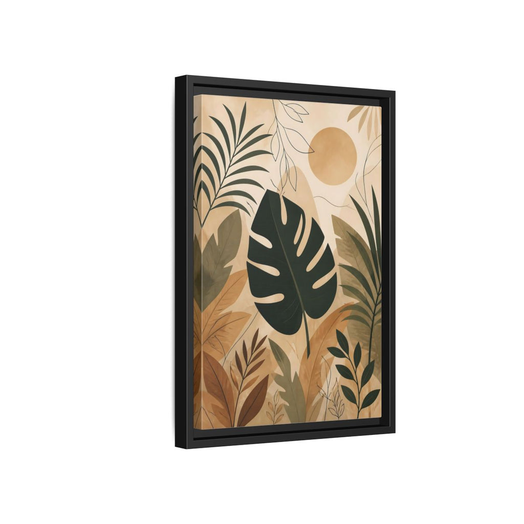 Side Mockup 6. Nature Tropical Leaves Earthy Tropical Leaves shown as stretched canvas wall art