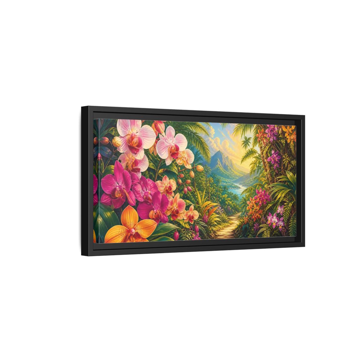 Side Mockup 8. Nature Tropical Orchids Vibrant Tropical shown as stretched canvas wall art