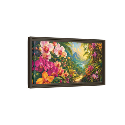 Side Mockup 7. Nature Tropical Orchids Vibrant Tropical shown as stretched canvas wall art