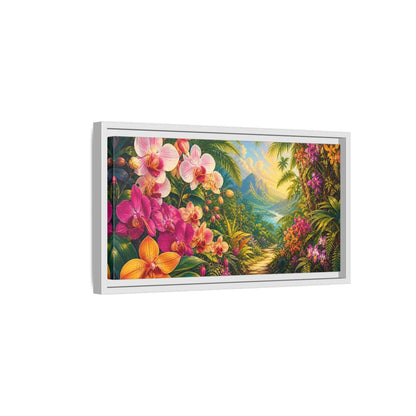 Side Mockup 6. Nature Tropical Orchids Vibrant Tropical shown as stretched canvas wall art