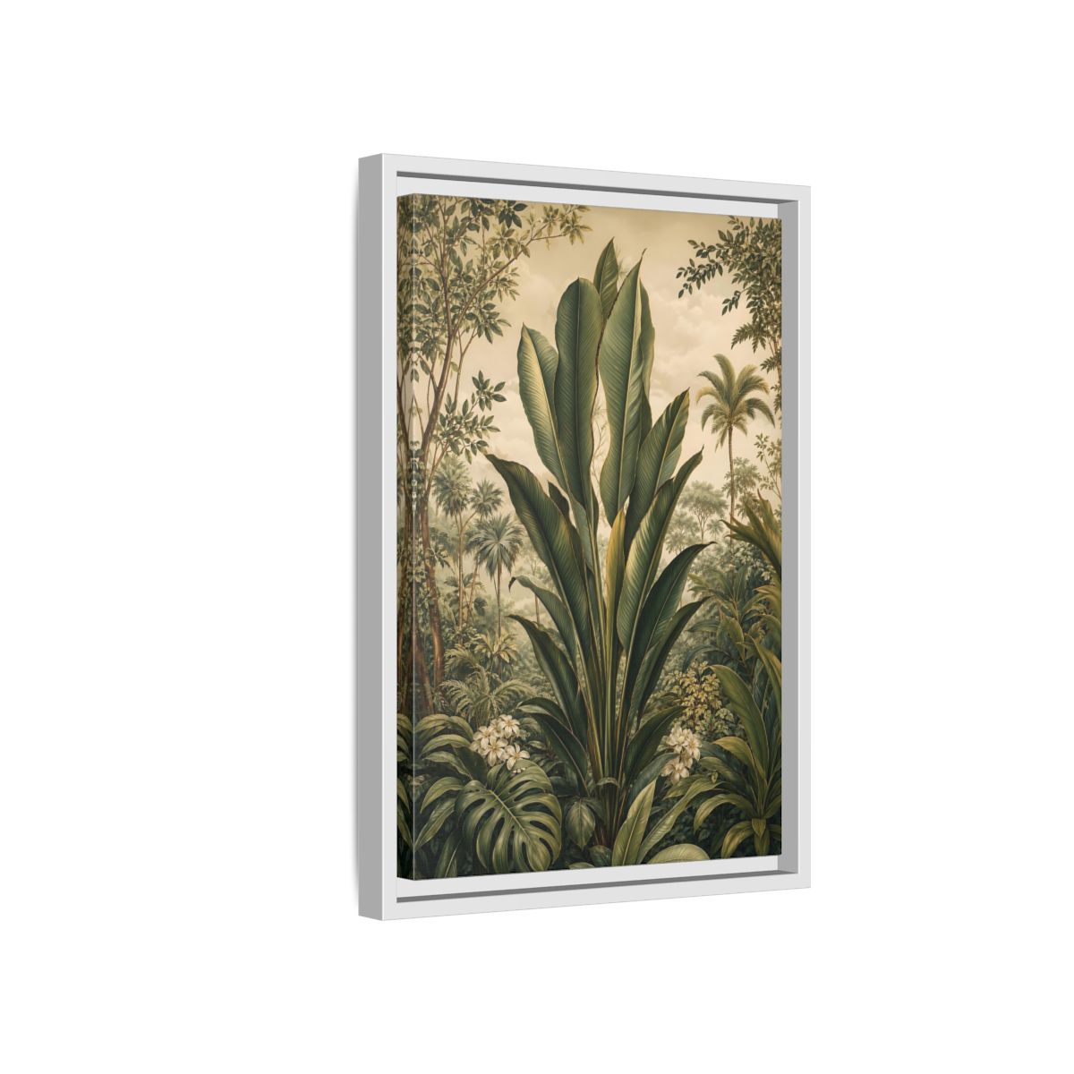 Side Mockup 4. Nature Tropical Plants Green Tropical shown as stretched canvas wall art