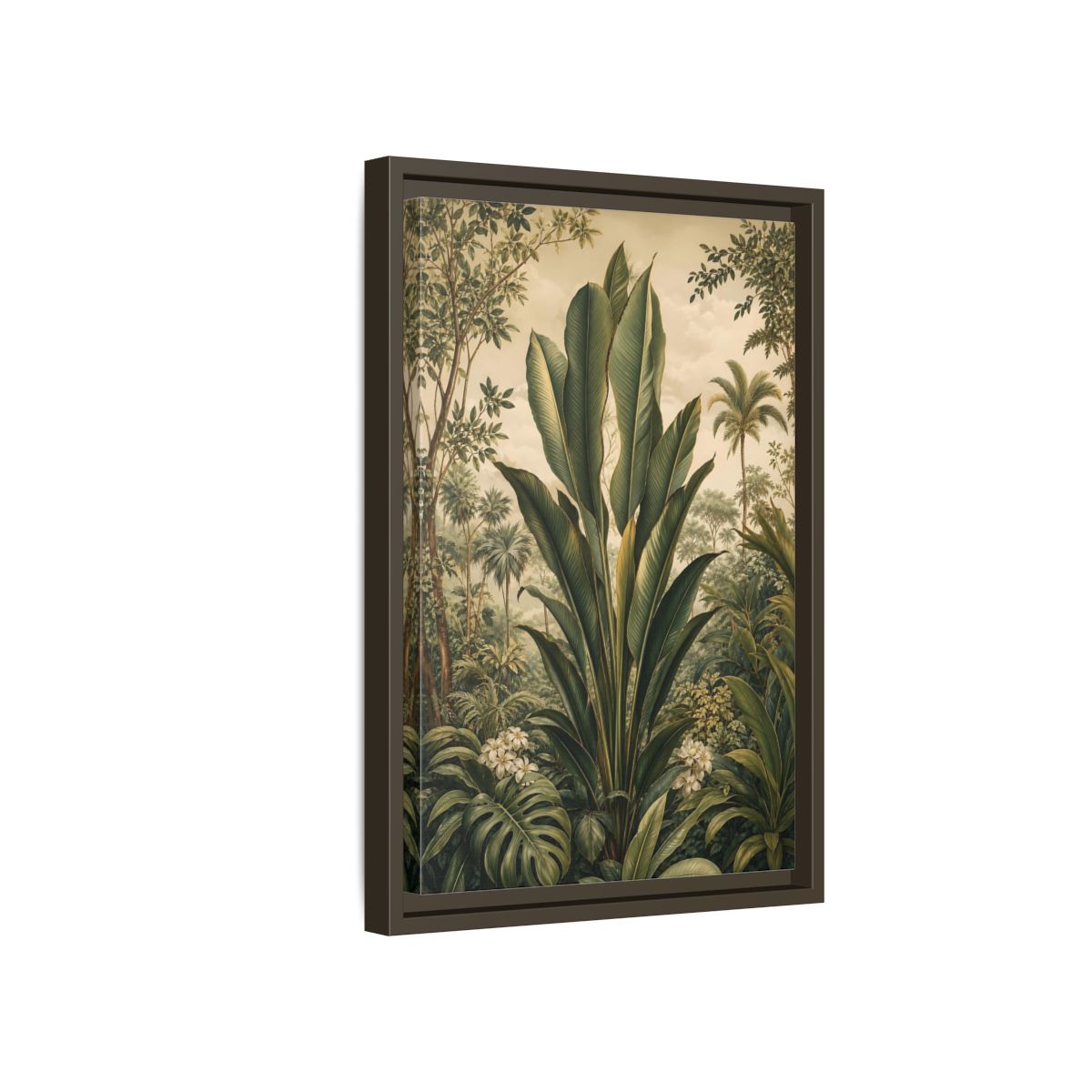 Side Mockup 5. Nature Tropical Plants Green Tropical shown as stretched canvas wall art