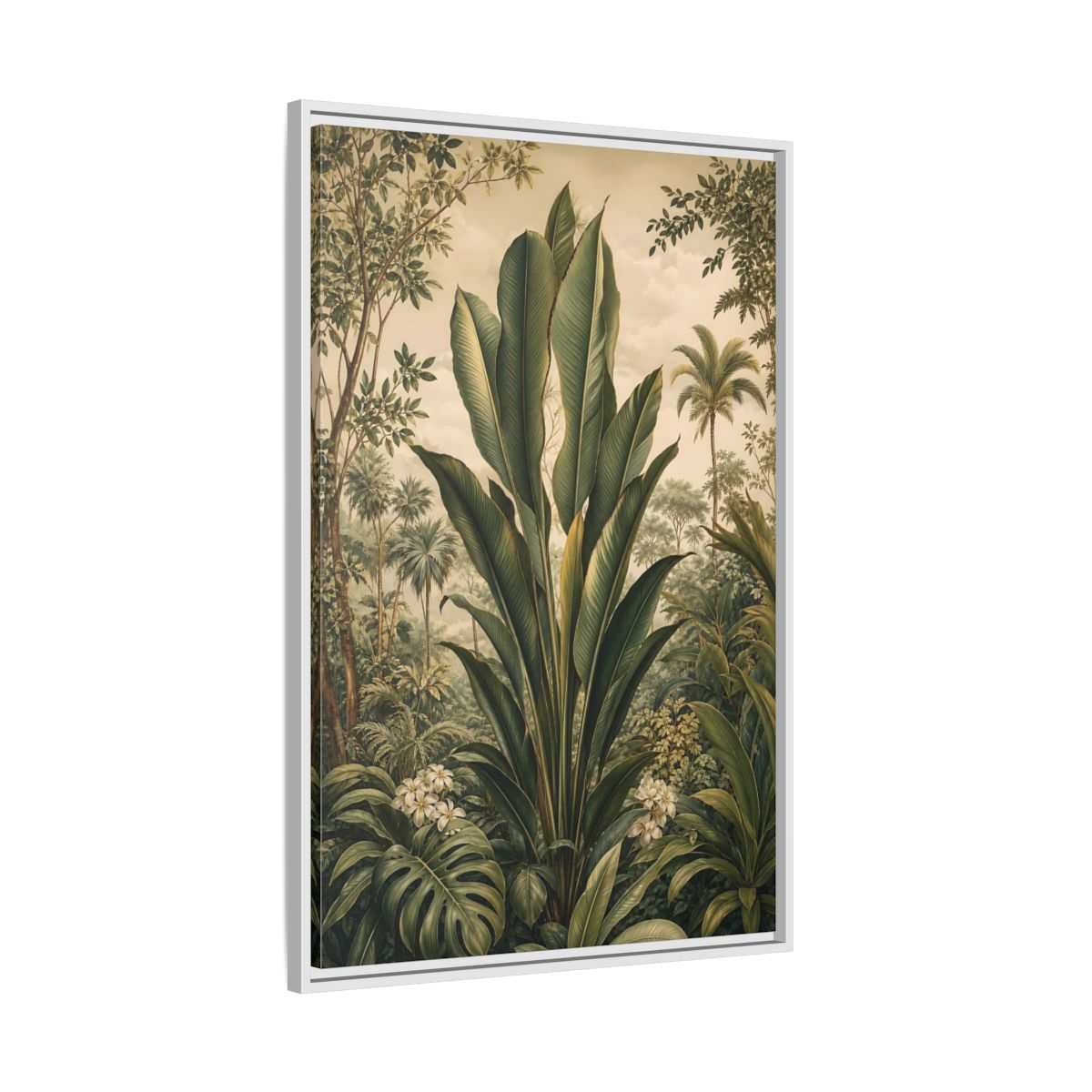 Side Mockup 9. Nature Tropical Plants Green Tropical shown as stretched canvas wall art