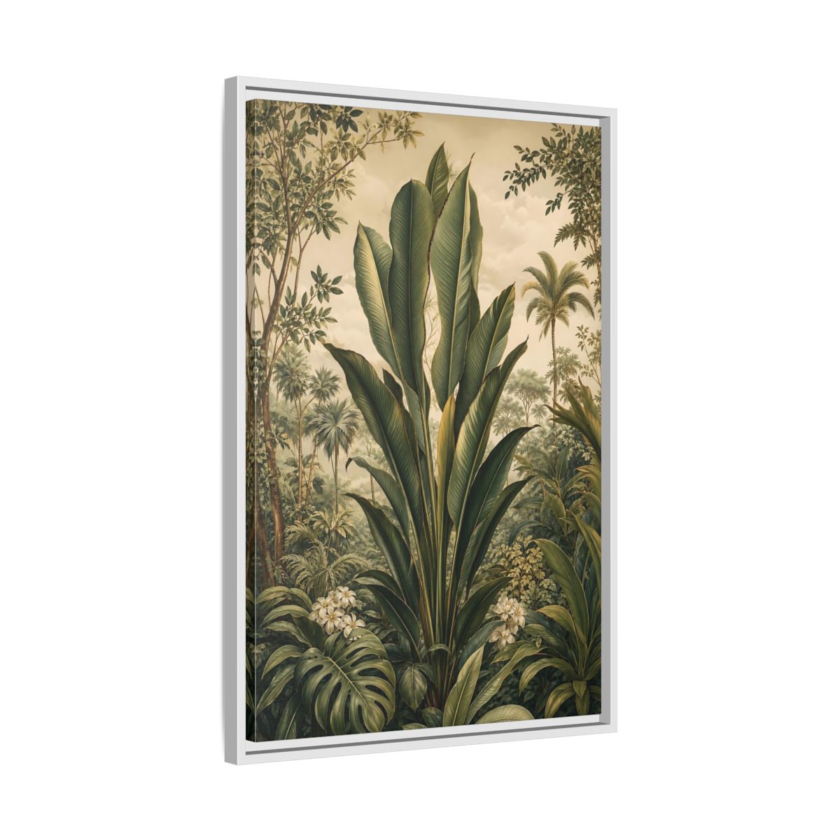 Side Mockup 10. Nature Tropical Plants Green Tropical shown as stretched canvas wall art