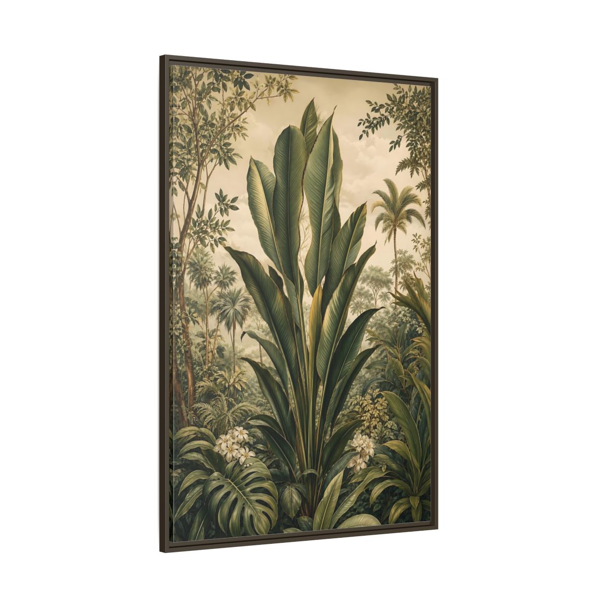 Side Mockup 8. Nature Tropical Plants Green Tropical shown as stretched canvas wall art