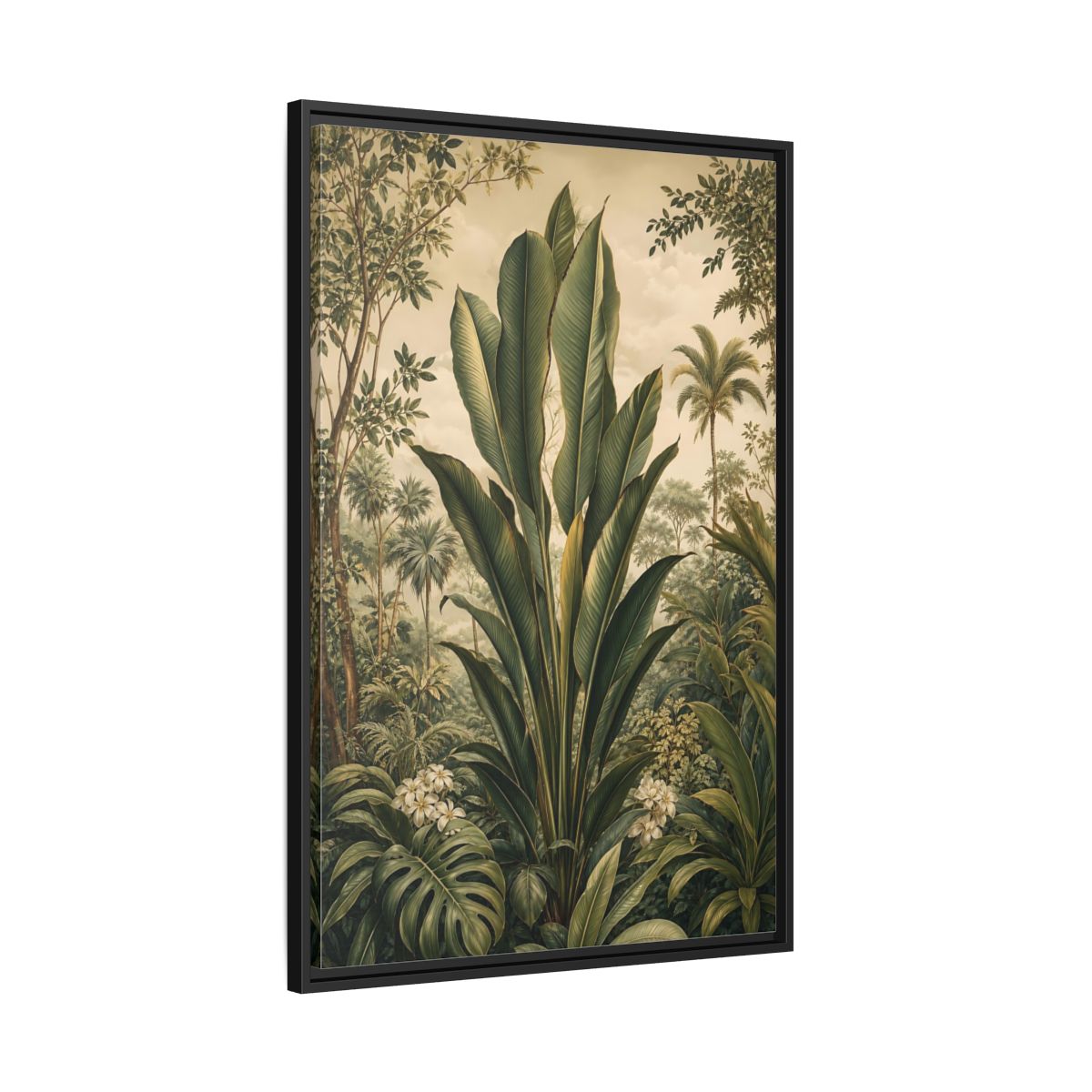 Side Mockup 13. Nature Tropical Plants Green Tropical shown as stretched canvas wall art