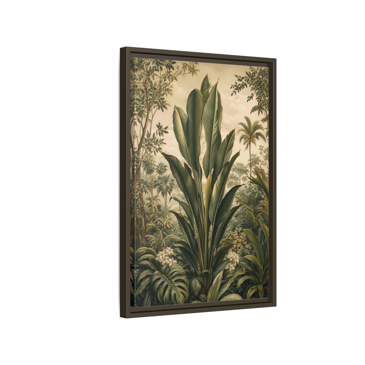 Side Mockup 2. Nature Tropical Plants Green Tropical shown as stretched canvas wall art