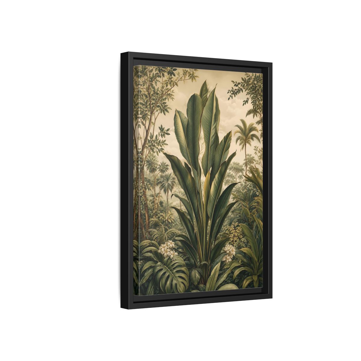Side Mockup 6. Nature Tropical Plants Green Tropical shown as stretched canvas wall art