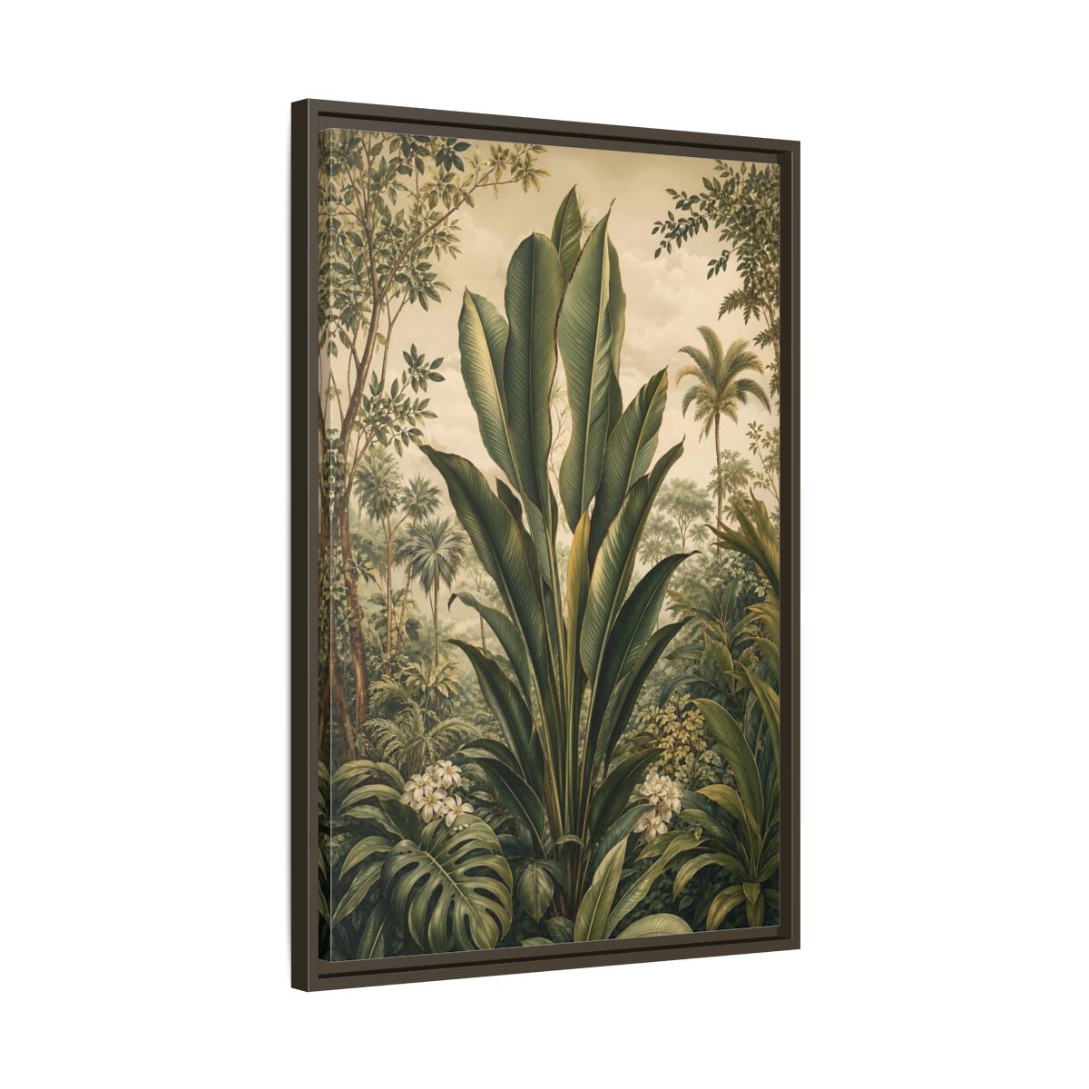 Side Mockup 11. Nature Tropical Plants Green Tropical shown as stretched canvas wall art