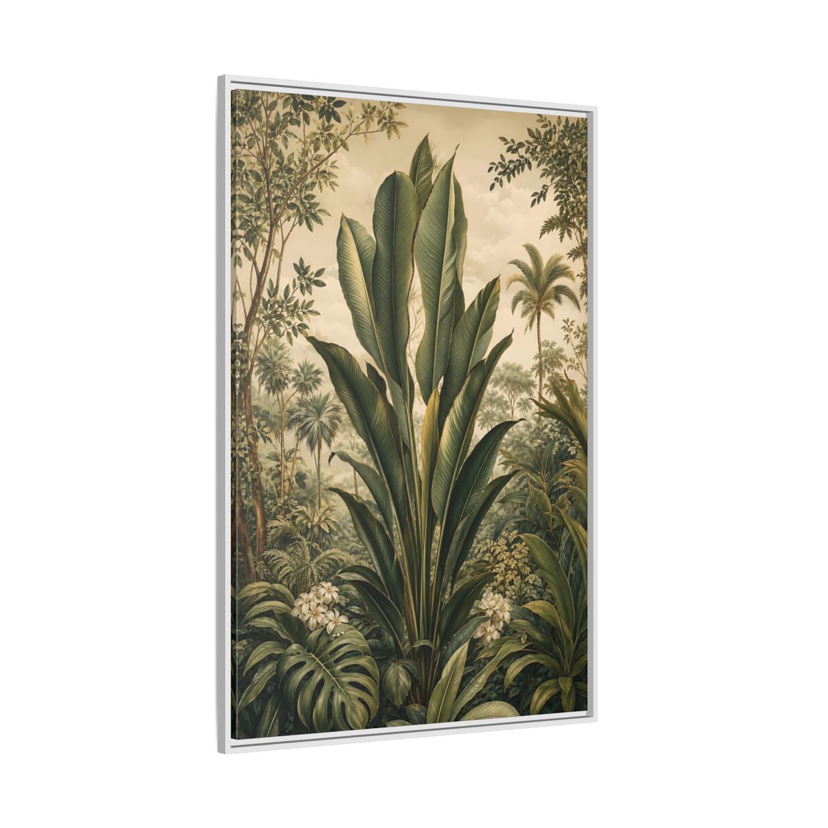 Side Mockup 7. Nature Tropical Plants Green Tropical shown as stretched canvas wall art