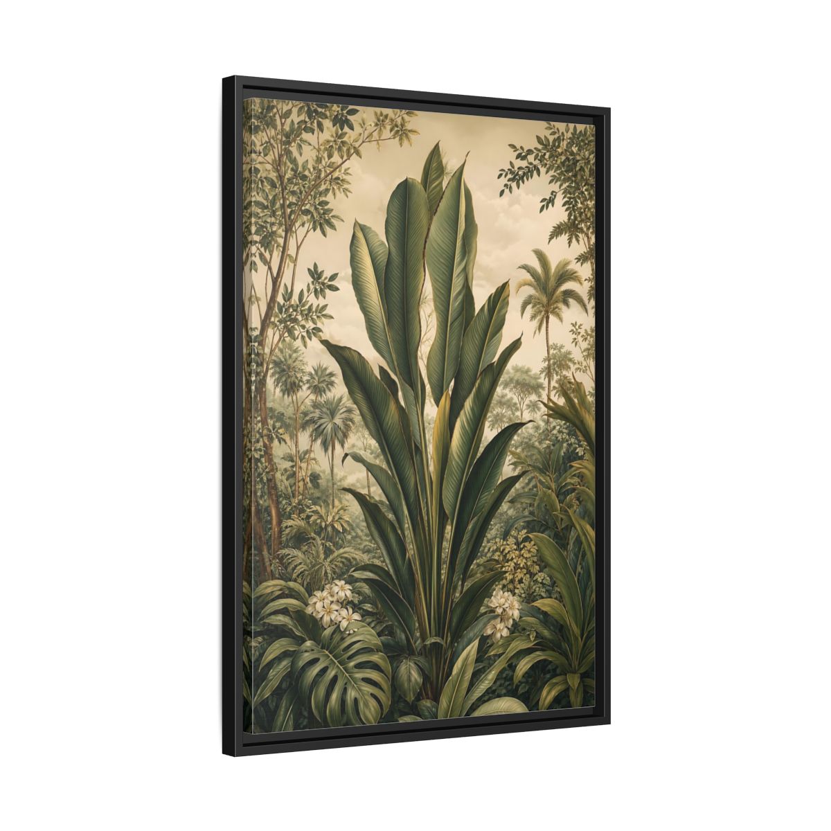 Side Mockup 14. Nature Tropical Plants Green Tropical shown as stretched canvas wall art