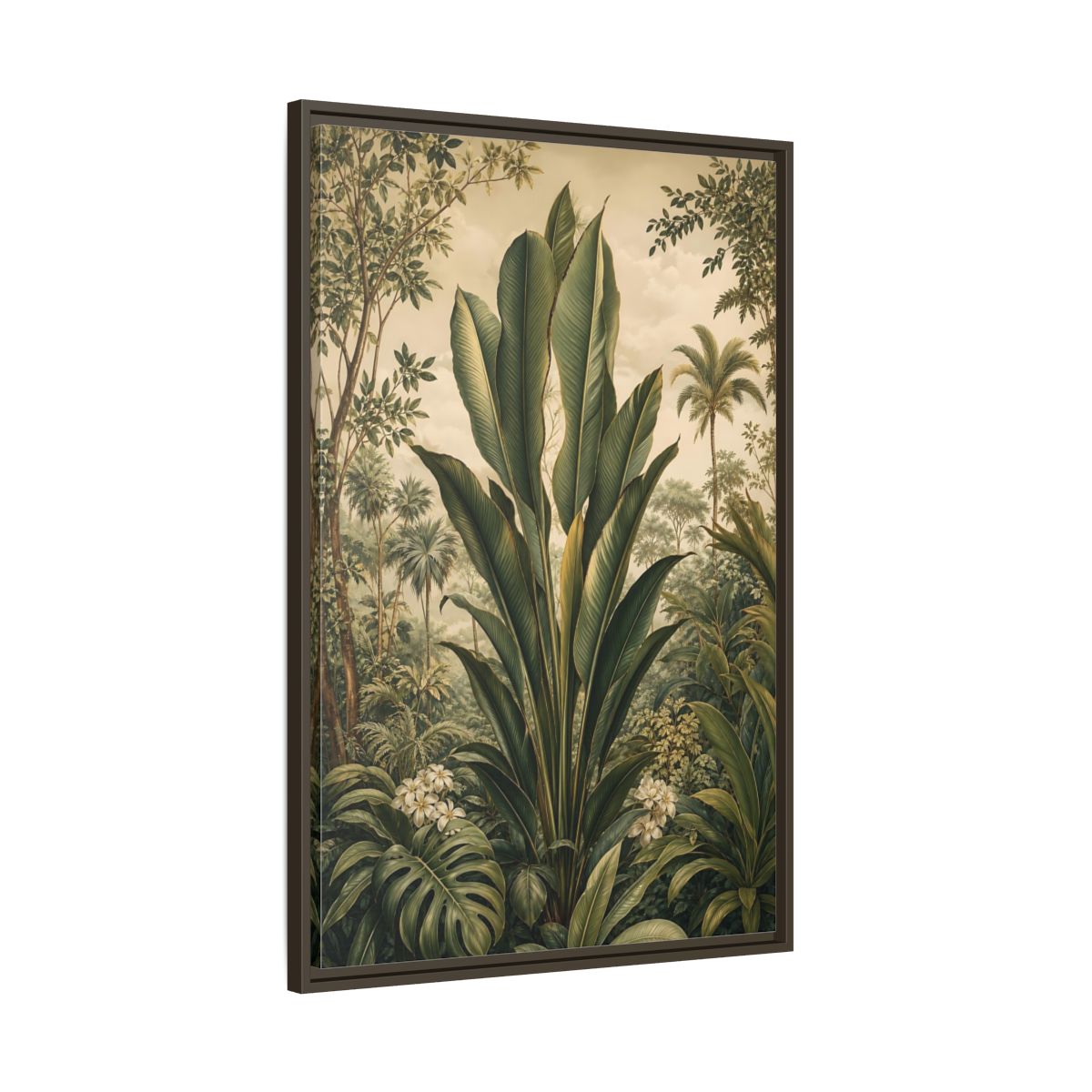 Main Mockup. Nature Tropical Plants Green Tropical shown as stretched canvas wall art