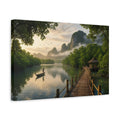 Side Mockup 4. Nature Tropical River Tropical Green Landscape shown as stretched canvas wall art
