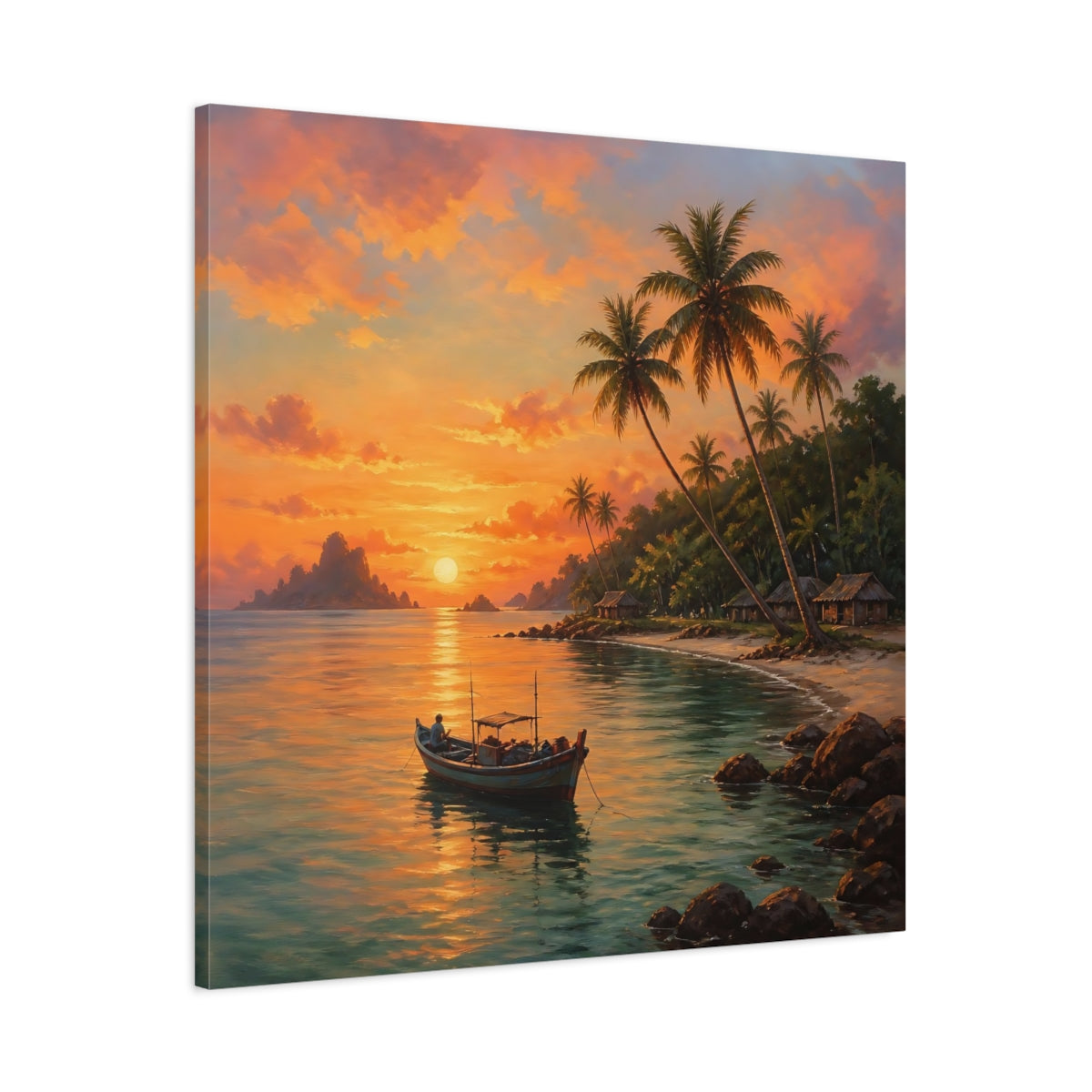 Main Mockup. Nature Tropical Sunset Tropical Sunset Orange shown as stretched canvas wall art