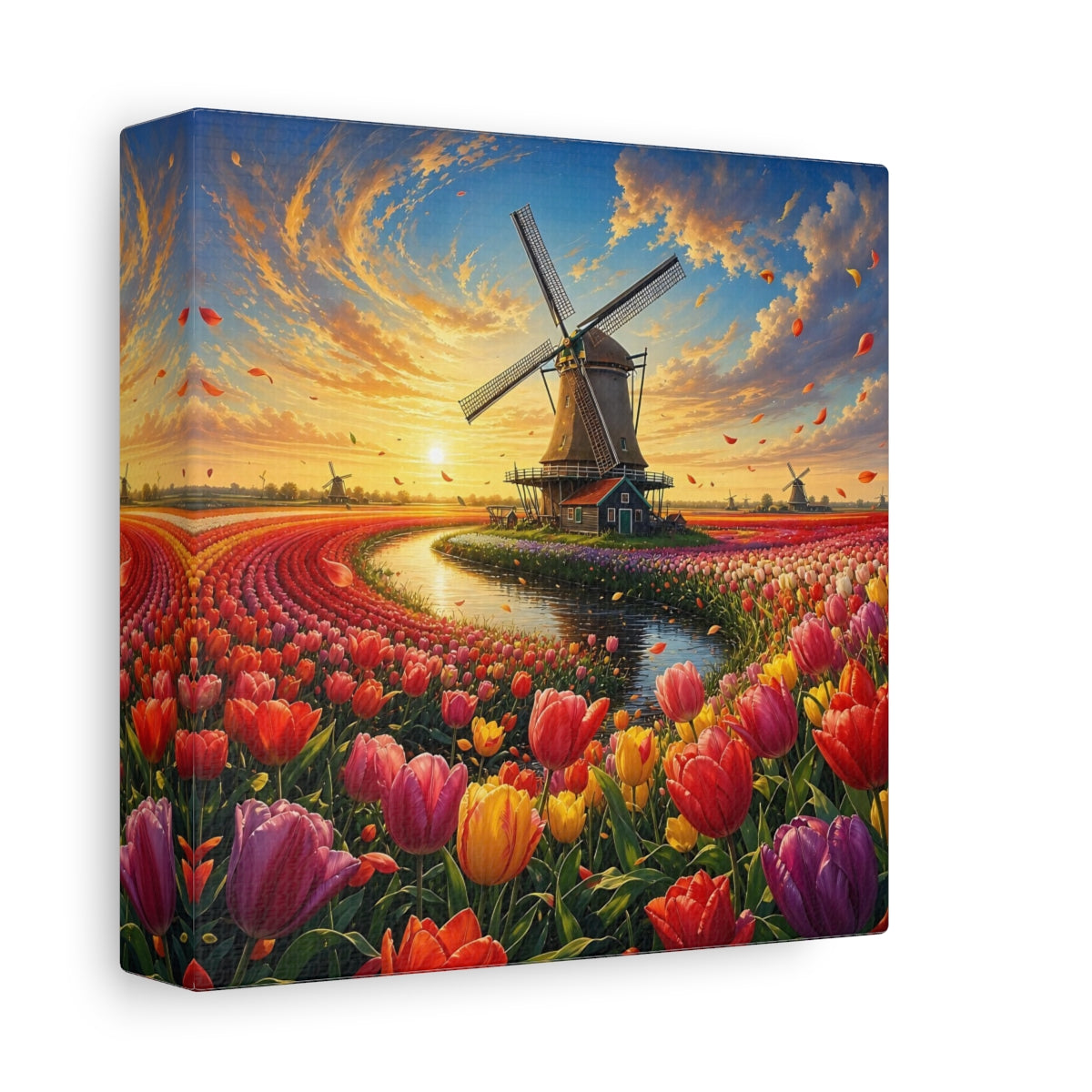 Side Mockup 2. Nature Tulip Field Colorful Tulip Field shown as stretched canvas wall art