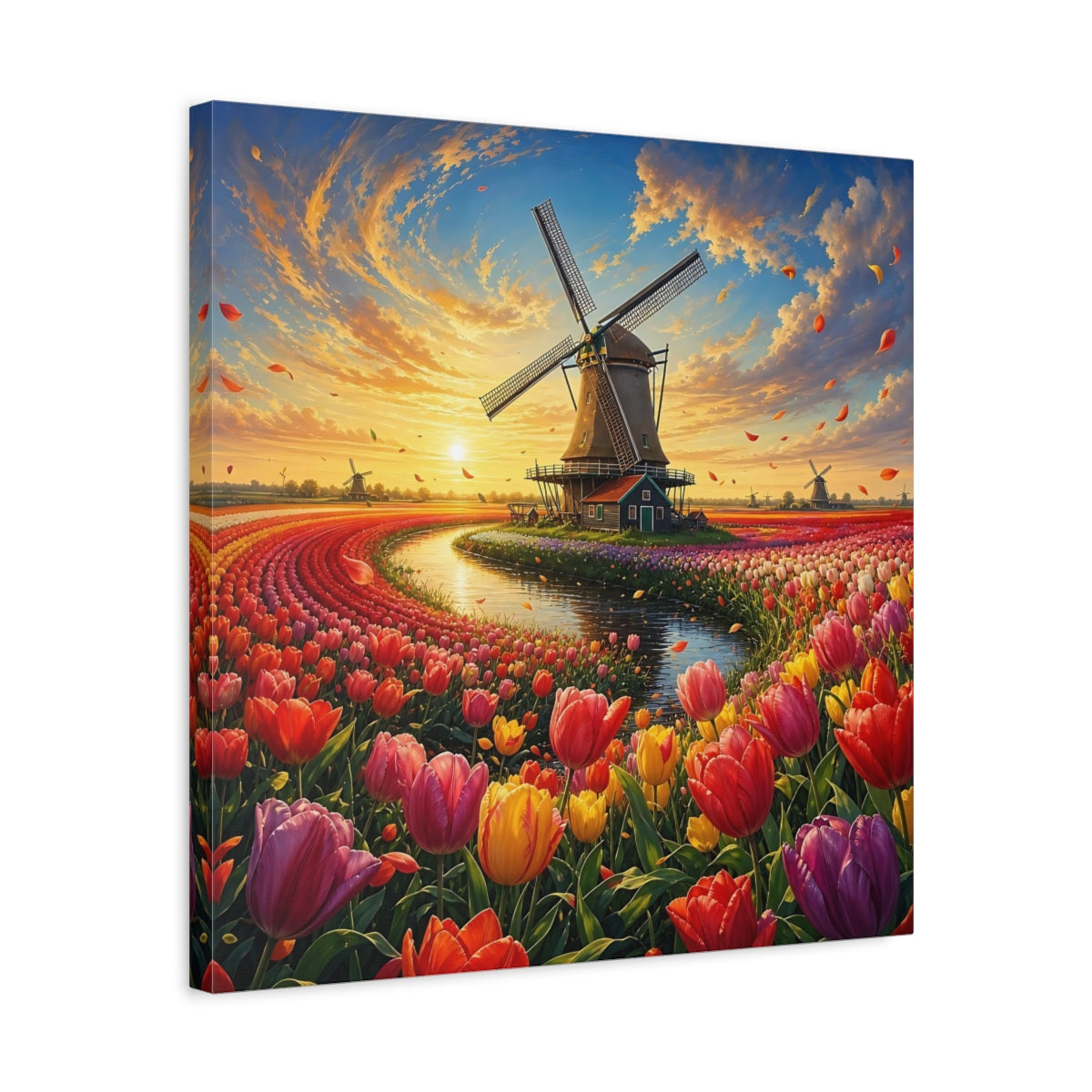 Side Mockup 5. Nature Tulip Field Colorful Tulip Field shown as stretched canvas wall art