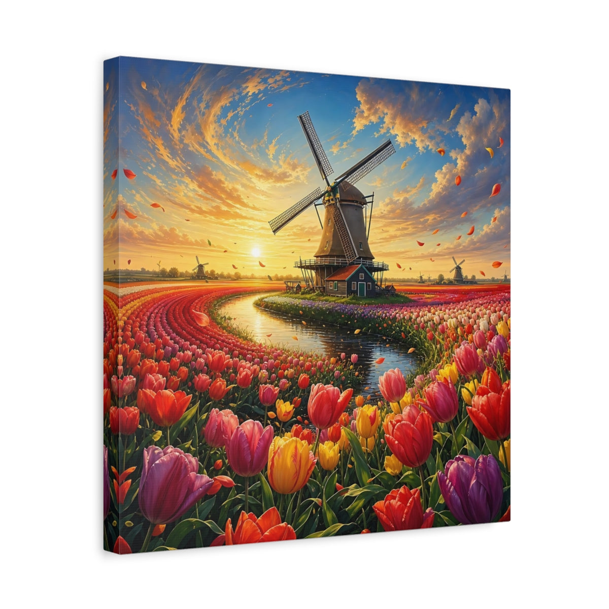 Side Mockup 6. Nature Tulip Field Colorful Tulip Field shown as stretched canvas wall art