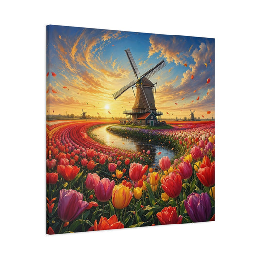 Main Mockup. Nature Tulip Field Colorful Tulip Field shown as stretched canvas wall art