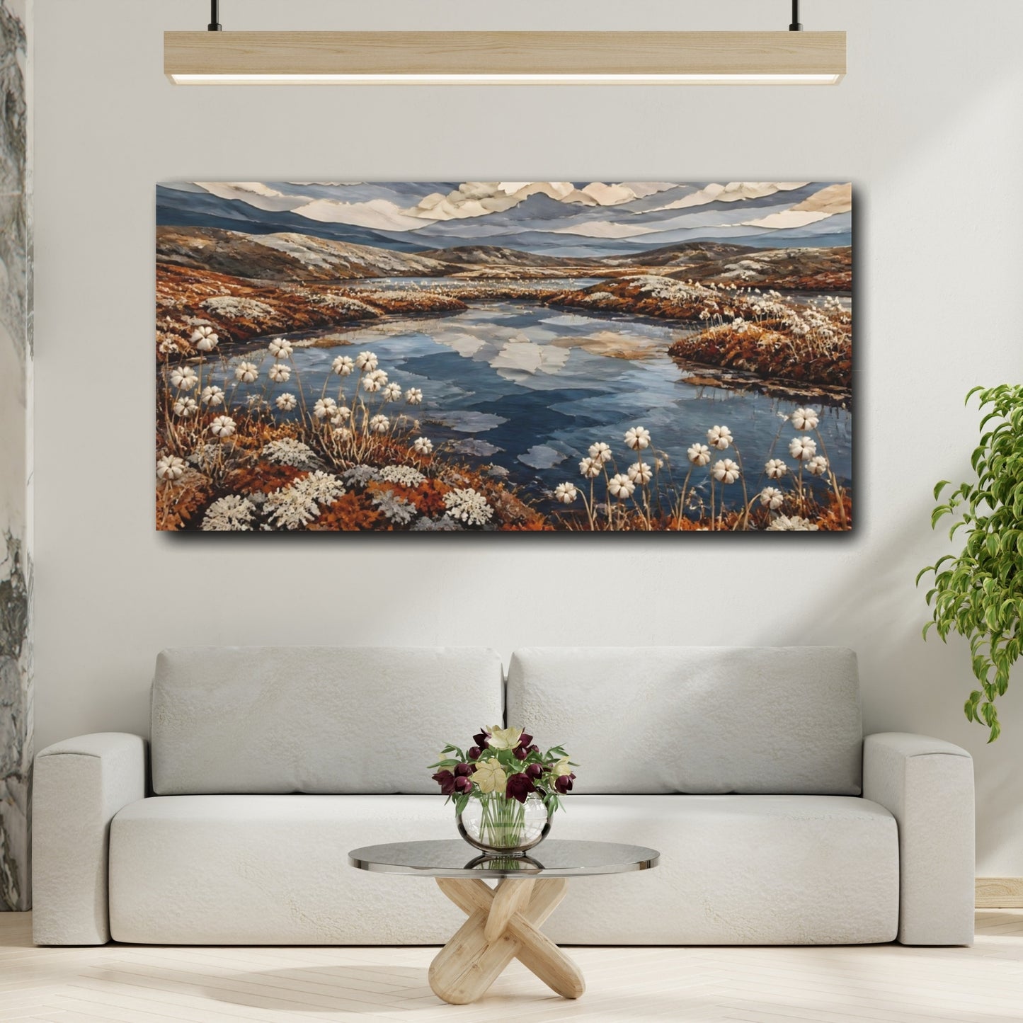 Mockup 2. Nature Tundra Pool With Cottongrass shown as canvas print