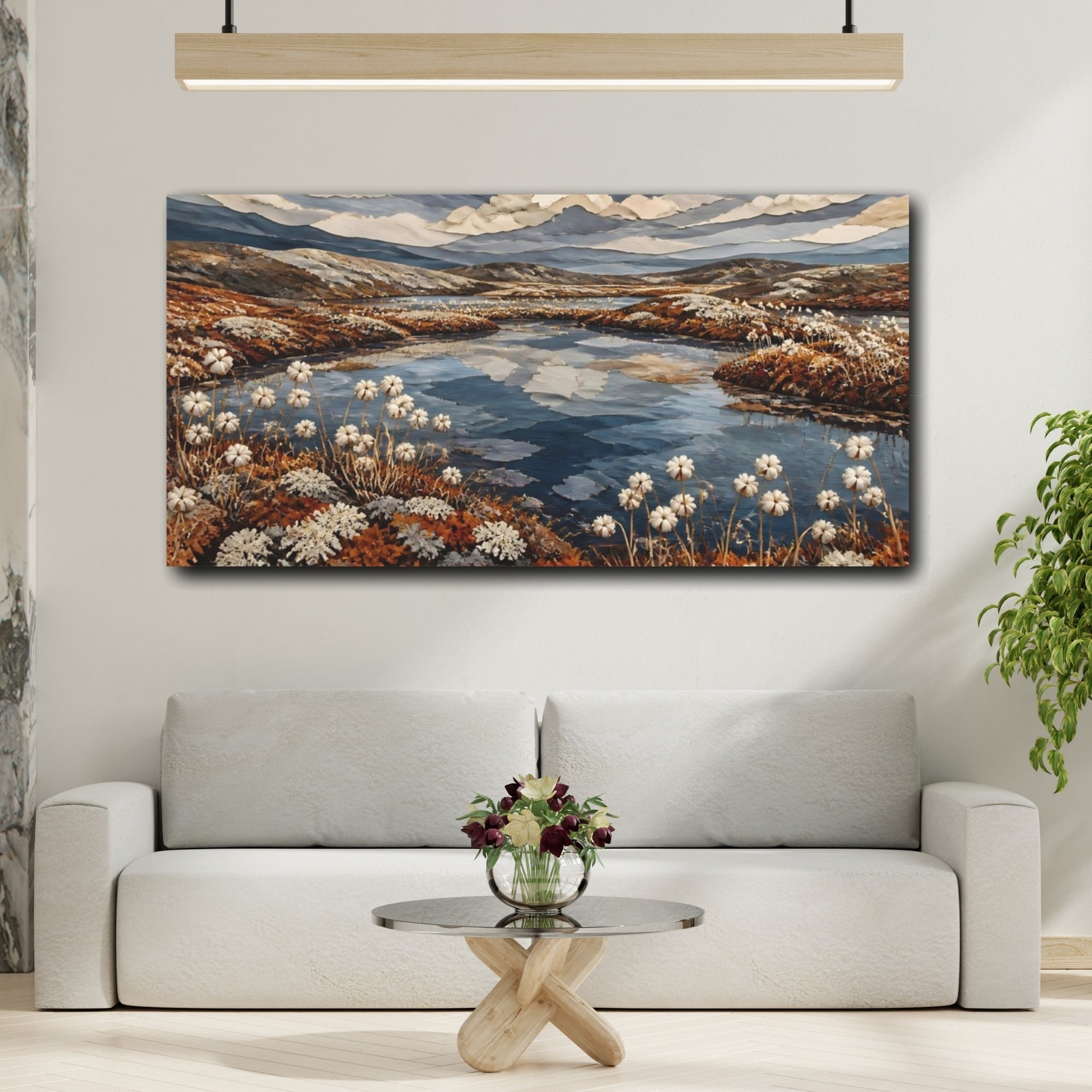 Mockup 2. Nature Tundra Pool With Cottongrass shown as canvas print