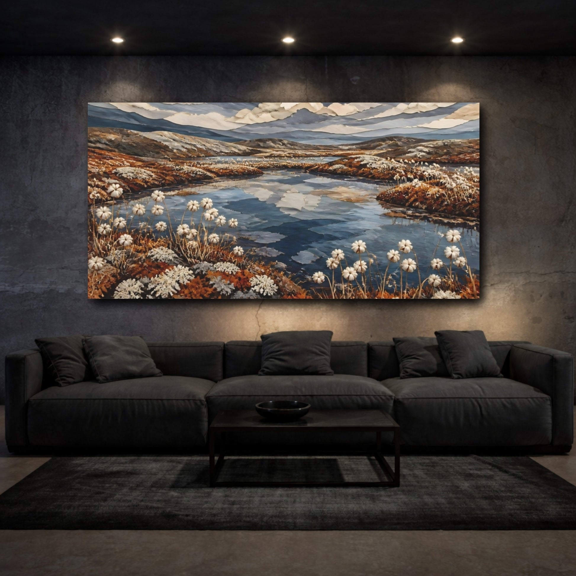 Mockup 3. Nature Tundra Pool With Cottongrass shown as canvas print