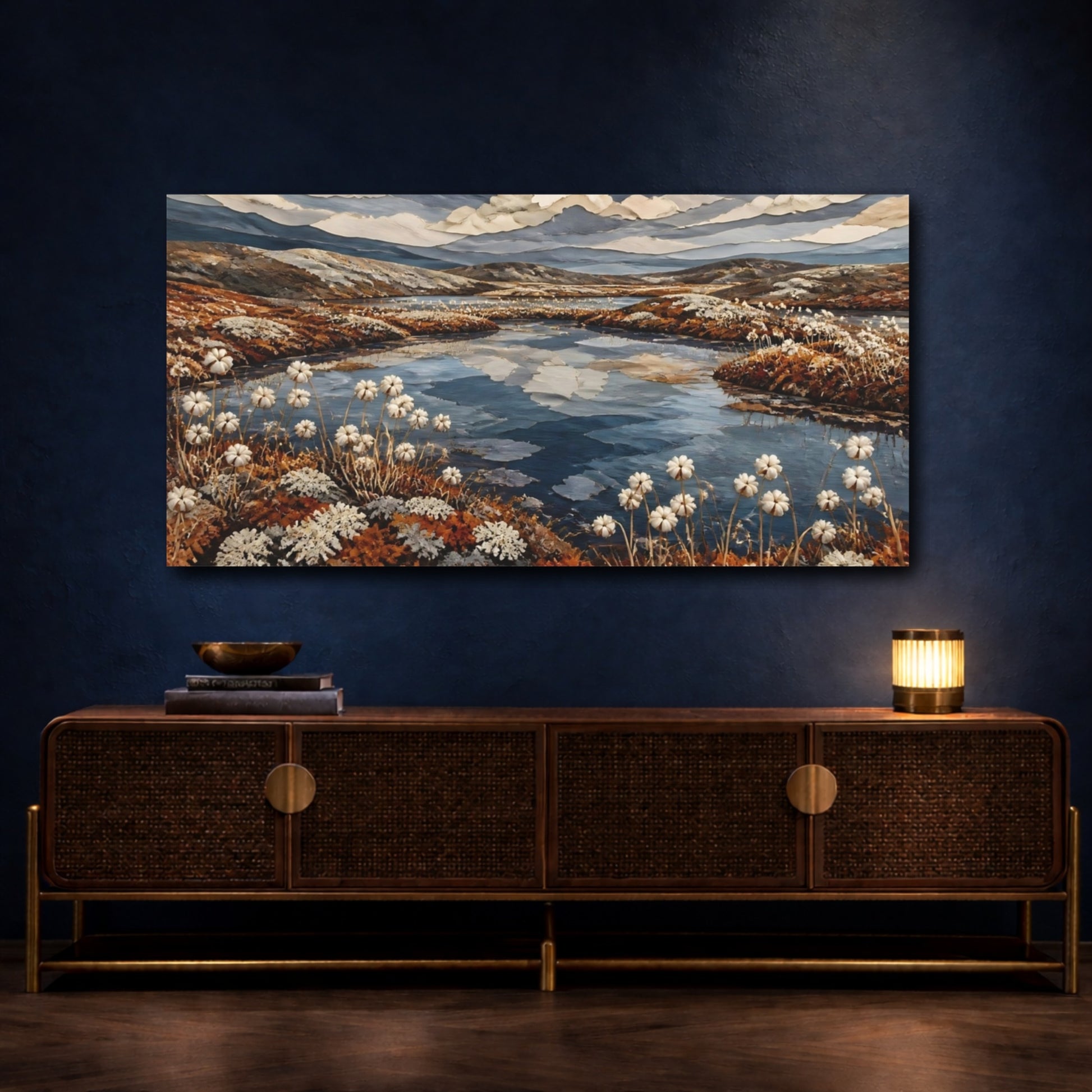 Mockup 4. Nature Tundra Pool With Cottongrass shown as canvas print