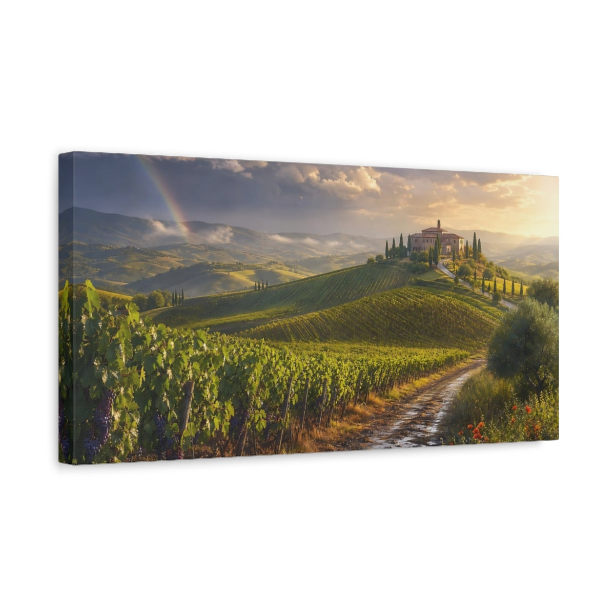 Side Mockup 3. Nature Tuscan Landscape Tuscan Landscape shown as stretched canvas wall art