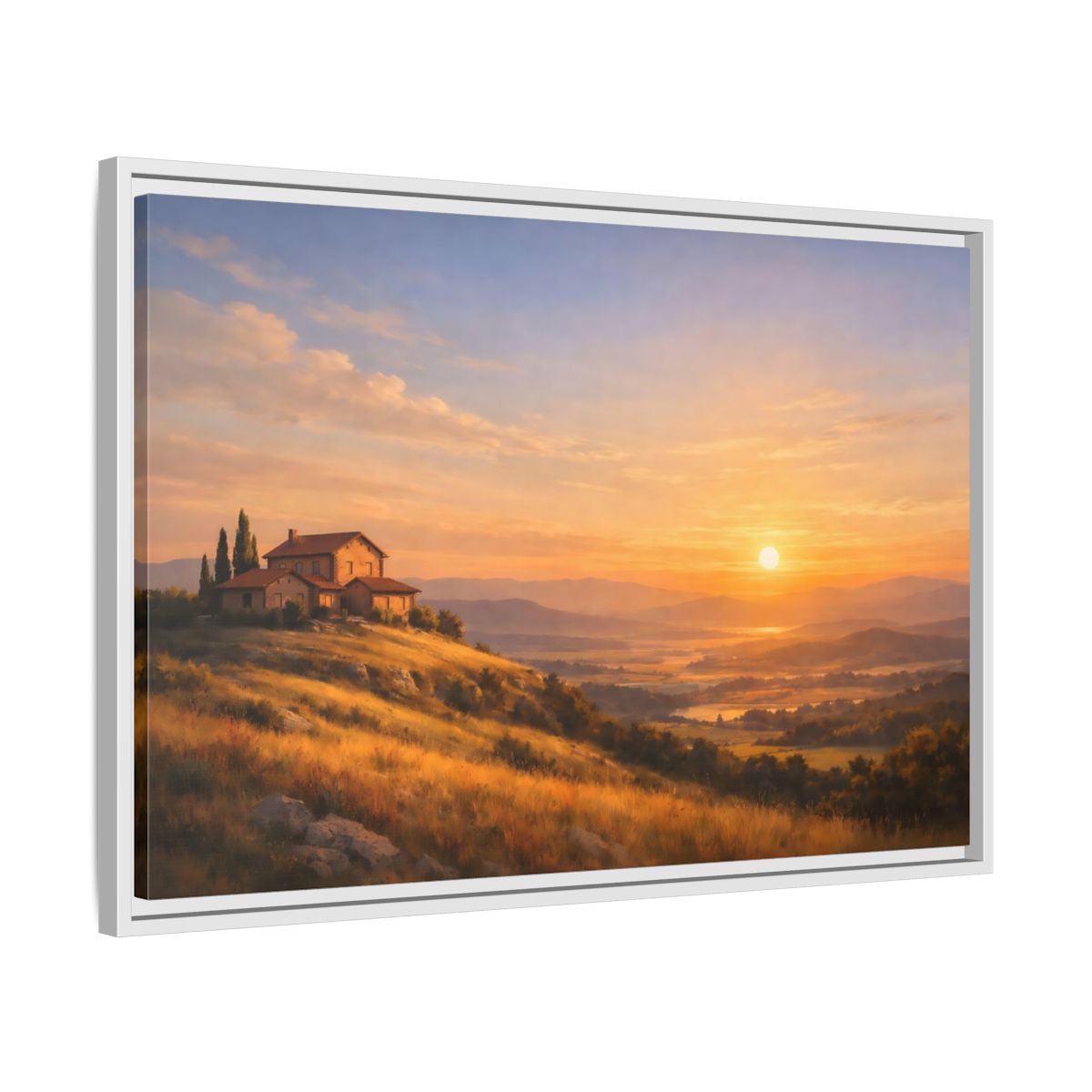 Side Mockup 10. Nature Tuscan Landscape Golden Tuscan Landscape shown as stretched canvas wall art