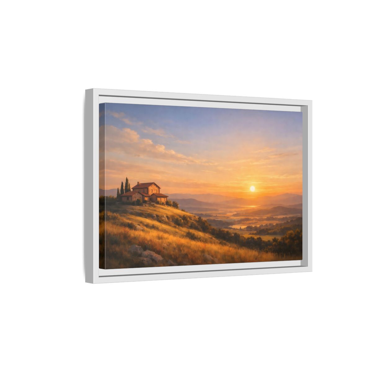 Side Mockup 4. Nature Tuscan Landscape Golden Tuscan Landscape shown as stretched canvas wall art