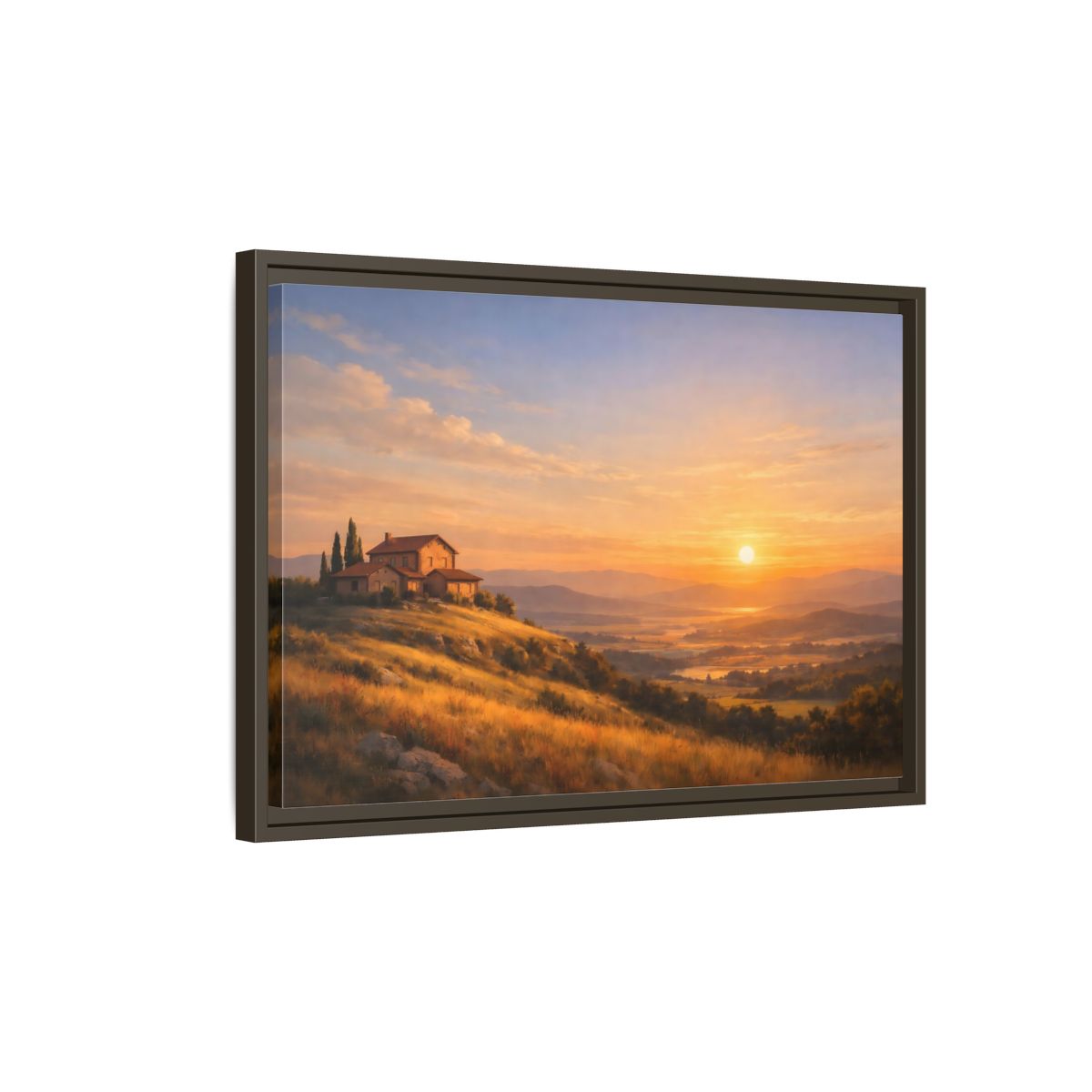Side Mockup 2. Nature Tuscan Landscape Golden Tuscan Landscape shown as stretched canvas wall art