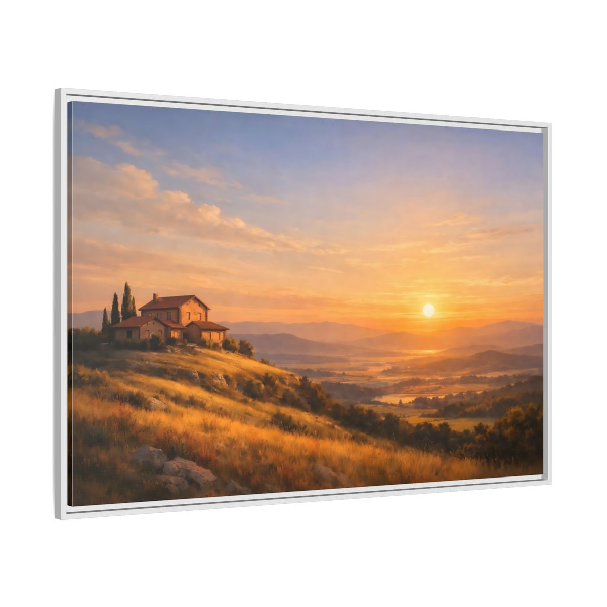 Side Mockup 7. Nature Tuscan Landscape Golden Tuscan Landscape shown as stretched canvas wall art