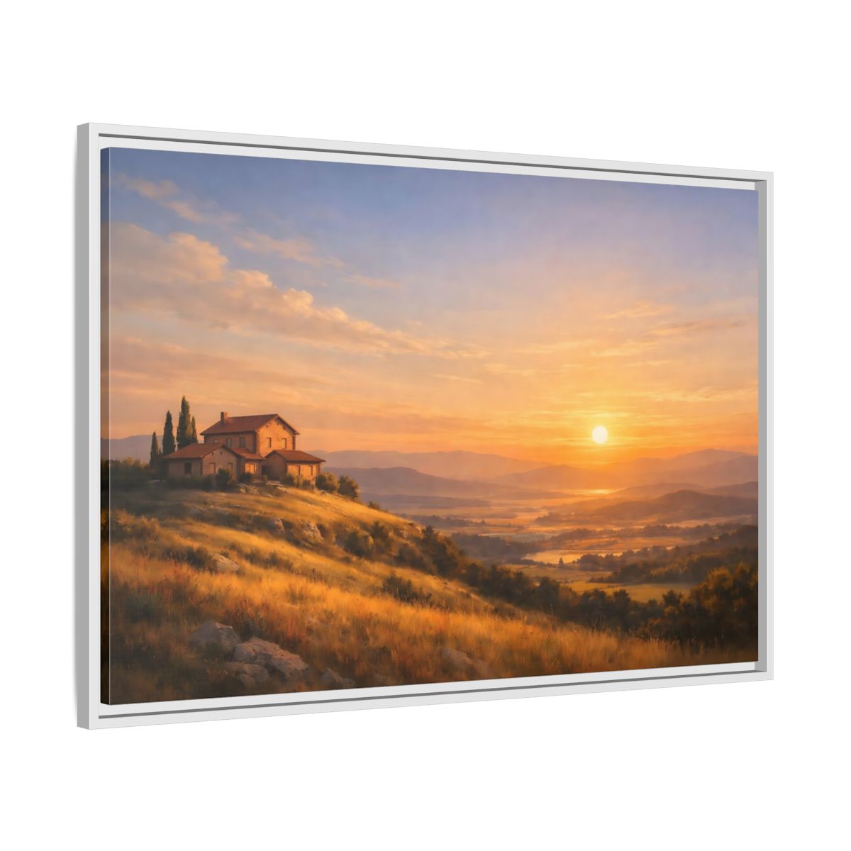 Side Mockup 9. Nature Tuscan Landscape Golden Tuscan Landscape shown as stretched canvas wall art