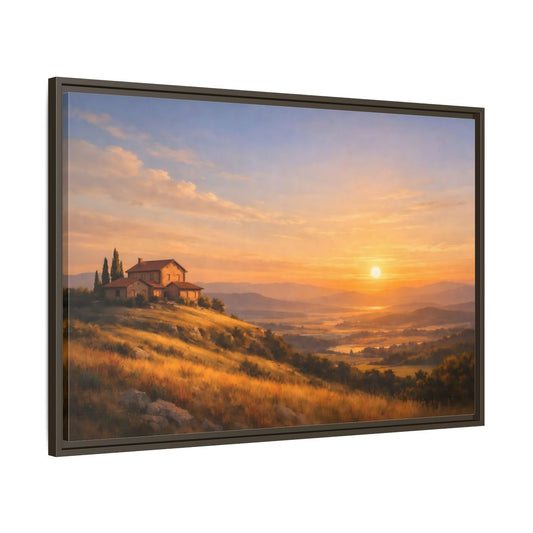 Main Mockup. Nature Tuscan Landscape Golden Tuscan Landscape shown as stretched canvas wall art