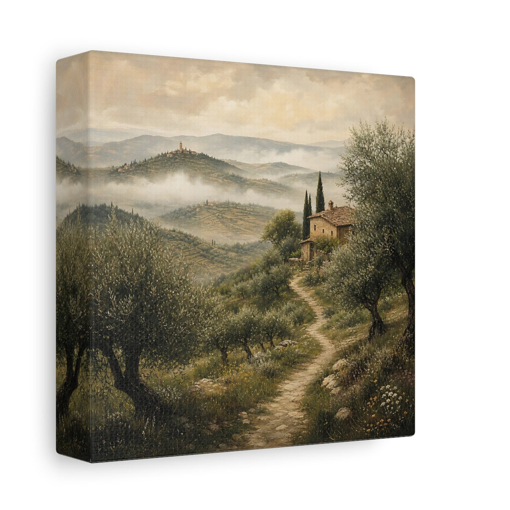 Side Mockup 2. Nature Tuscan Landscape Green Earthy Landscape shown as stretched canvas wall art