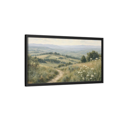 Side Mockup 2. Nature Tuscan Landscape Tuscan Landscape Green shown as stretched canvas wall art