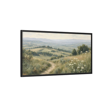 Side Mockup 5. Nature Tuscan Landscape Tuscan Landscape Green shown as stretched canvas wall art