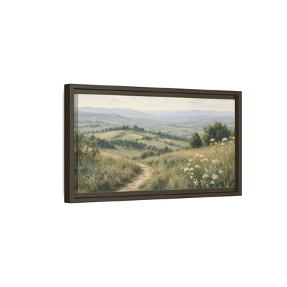 Side Mockup 7. Nature Tuscan Landscape Tuscan Landscape Green shown as stretched canvas wall art