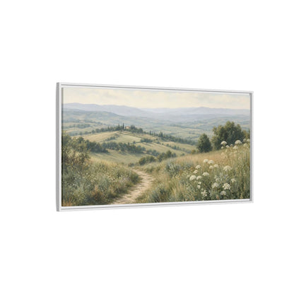 Side Mockup 3. Nature Tuscan Landscape Tuscan Landscape Green shown as stretched canvas wall art