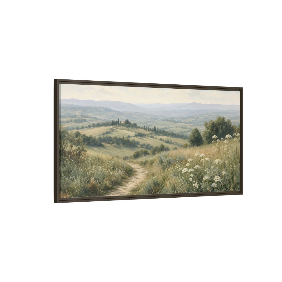 Side Mockup 4. Nature Tuscan Landscape Tuscan Landscape Green shown as stretched canvas wall art