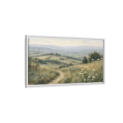 Side Mockup 1. Nature Tuscan Landscape Tuscan Landscape Green shown as stretched canvas wall art