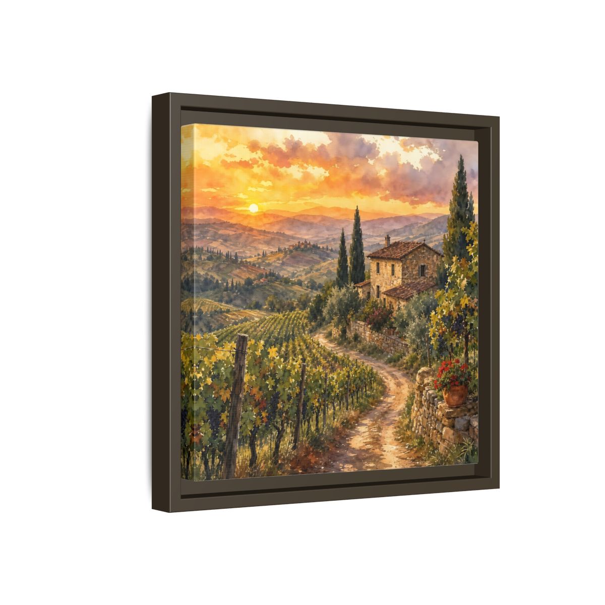 Side Mockup 17. Nature Tuscan Landscape Tuscan Sunset Landscape shown as stretched canvas wall art