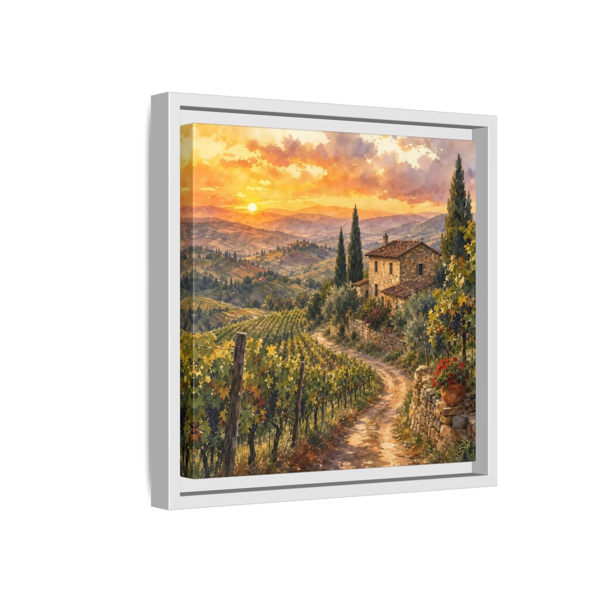 Side Mockup 16. Nature Tuscan Landscape Tuscan Sunset Landscape shown as stretched canvas wall art