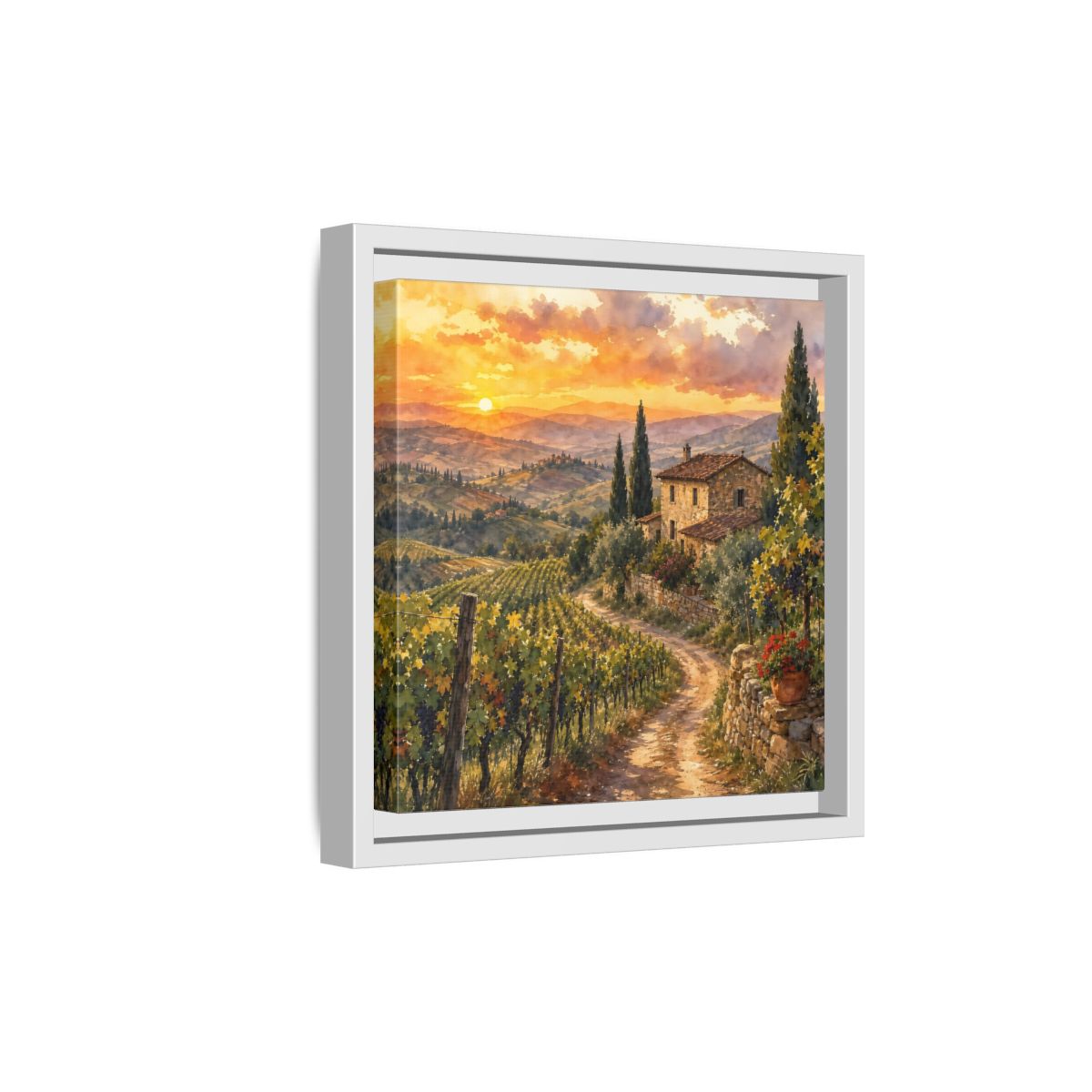 Side Mockup 19. Nature Tuscan Landscape Tuscan Sunset Landscape shown as stretched canvas wall art
